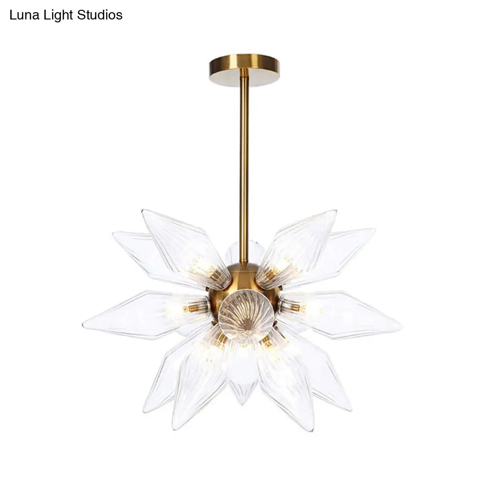 Sputnik Clear/Amber Glass Chandelier - 9/12/15 Bulbs Brass/Copper Finish Living Room Lighting