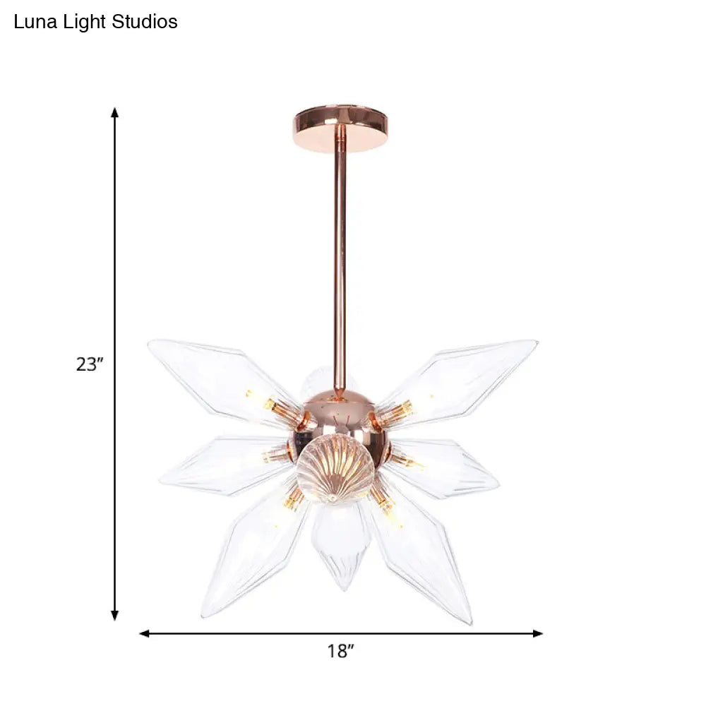 Sputnik Clear/Amber Glass Chandelier - Brass/Copper Finish 9/12/15 Bulbs Living Room Lighting