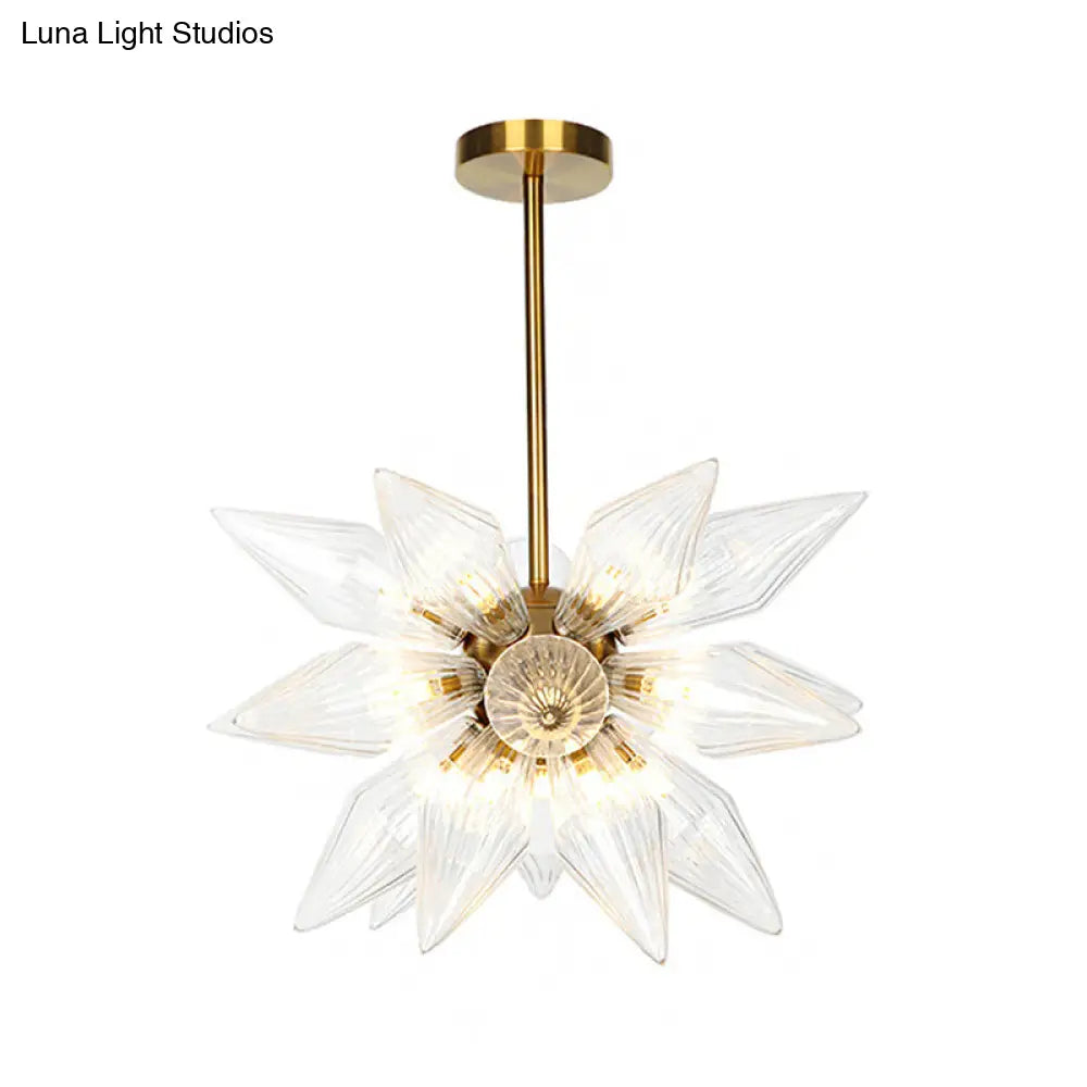 Sputnik Clear/Amber Glass Chandelier - Brass/Copper Finish 9/12/15 Bulbs Living Room Lighting