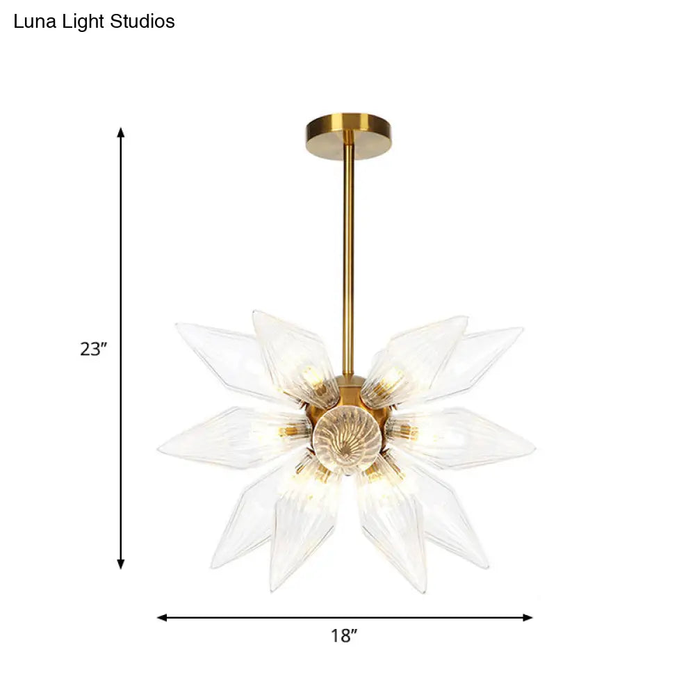 Sputnik Clear/Amber Glass Chandelier - Brass/Copper Finish 9/12/15 Bulbs Living Room Lighting