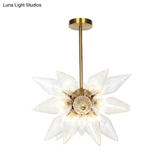 Sputnik Clear/Amber Glass Chandelier - 9/12/15 Bulbs Brass/Copper Finish Living Room Lighting