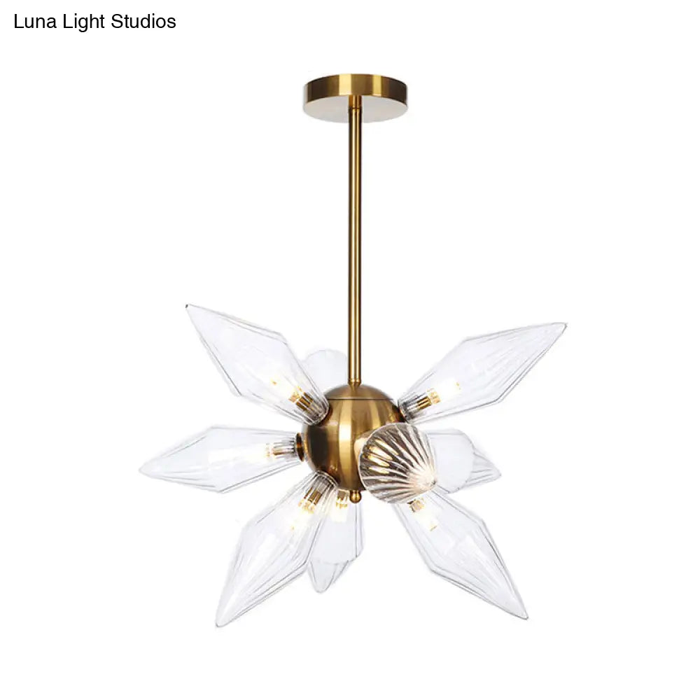 Sputnik Clear/Amber Glass Chandelier - 9/12/15 Bulbs Brass/Copper Finish Living Room Lighting