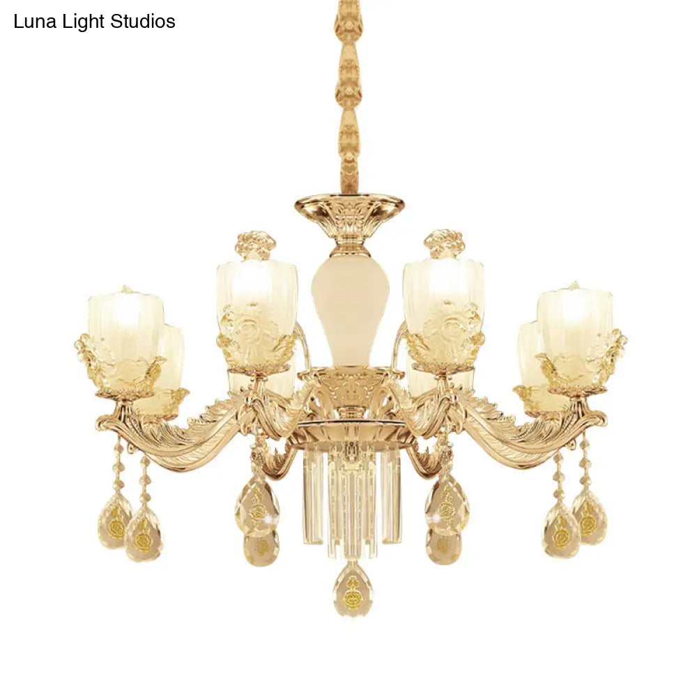 Sputnik Clear Glass Chandelier Light - Modern 6/8 Head Pendant Fixture In Gold Available 27.5 Or