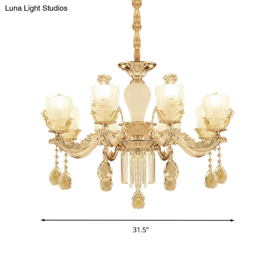 Sputnik Clear Glass Chandelier Light - Modern 6/8 Head Pendant Fixture In Gold Available 27.5 Or