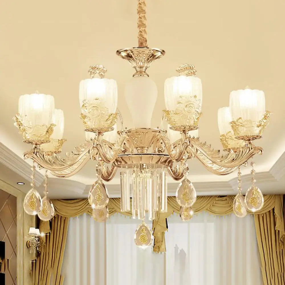 Sputnik Clear Glass Chandelier With 6/8 Gold Pendant Lights - Wide 27.5’/31.5’ Sleek And