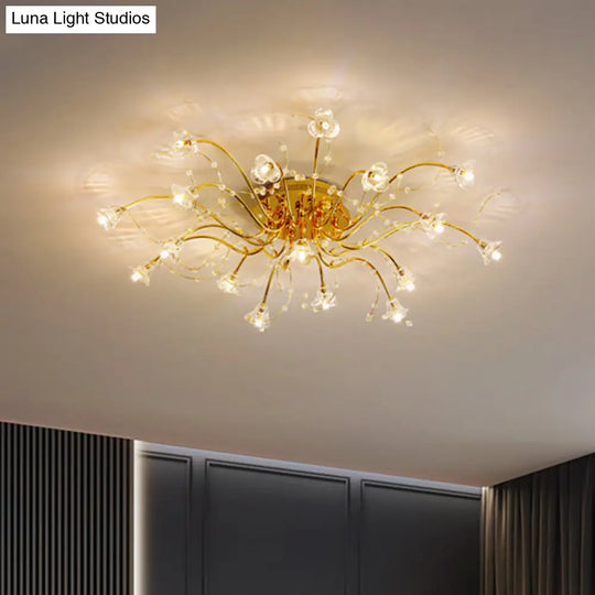 Sputnik Crystal Semi Flush Ceiling Light Fixture In Gold With 17/21 Bulbs - Contemporary Design 21 /