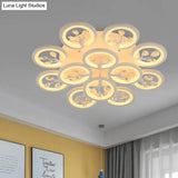 Sputnik Living Room Flush Mount Lamp - Simple Acrylic Light Fixture With Multiple Lighting Options