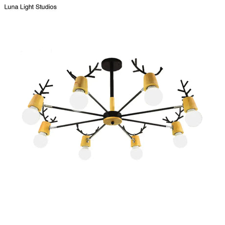 Sputnik Metal Chandelier - Modern Ceiling Hang Fixture With Bare Bulb For Bedroom 3/6/8 Lights