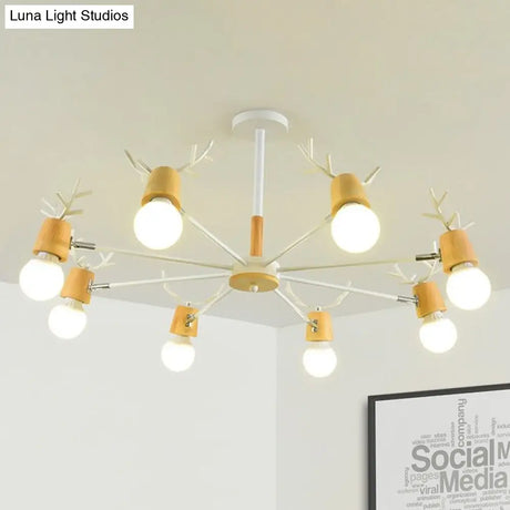 Sputnik Metal Chandelier - Modern Ceiling Hang Fixture With Bare Bulb For Bedroom 3/6/8 Lights