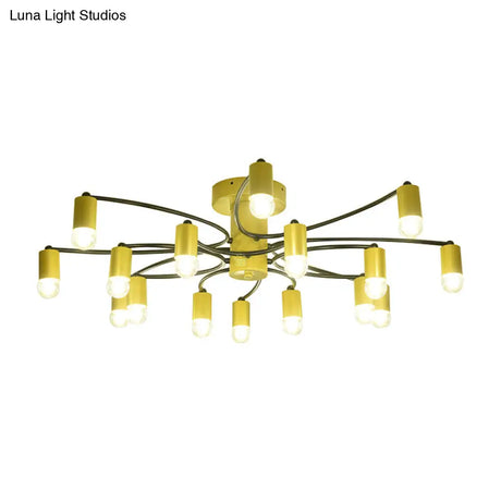 Sputnik Semi Flush Mount Metal Ceiling Lamp - 12/16 Lights Modern Design In Gold/Black