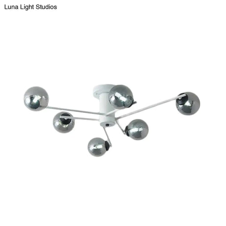 Sputnik Semi Flush Mount Silver Glass Ceiling Light Fixture - Modern Postmodern Design With 6/8/10