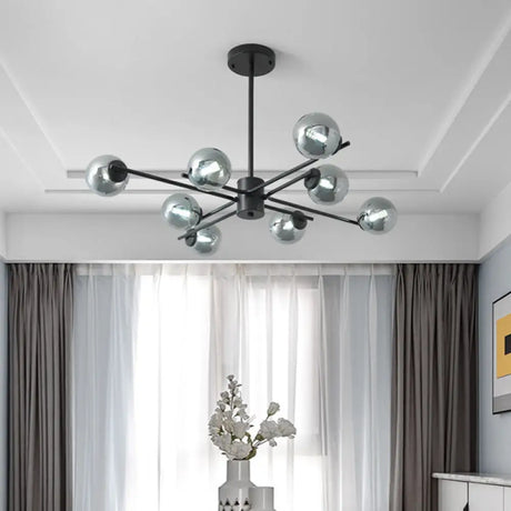 Sputnik Semi Flush Mount Silver Glass Ceiling Light Fixture - Modern Postmodern Design With 6/8/10