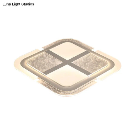 Square Led Ceiling Light With Mosaic Acrylic Design In Warm/White 16’ - 23.5’ Widths