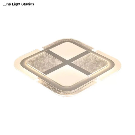 Square Led Ceiling Light With Mosaic Acrylic Design In Warm/White 16’ - 23.5’ Widths