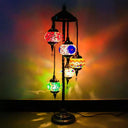Stained Art Glass Floor Lamp - Traditional Beige/Red/Yellow Elliptical Design 5 Heads Bedroom