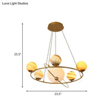 Stained Glass Solar System Ceiling Pendant Light For Kids Bedroom - Gold Chandelier Lighting