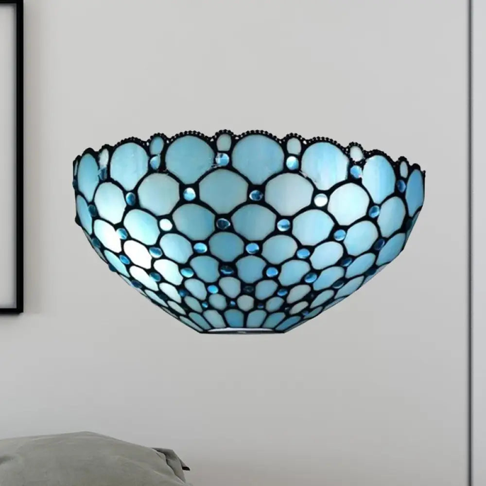 Stained Glass Tiffany Wall Sconce Light: Perfect For Living Room Décor Blue / Diamond