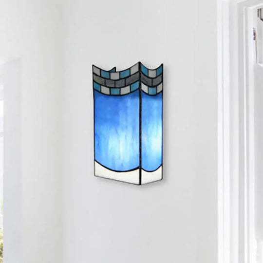 Stained Glass Tiffany Wall Sconce Light: Perfect For Living Room Décor Blue / Long Column