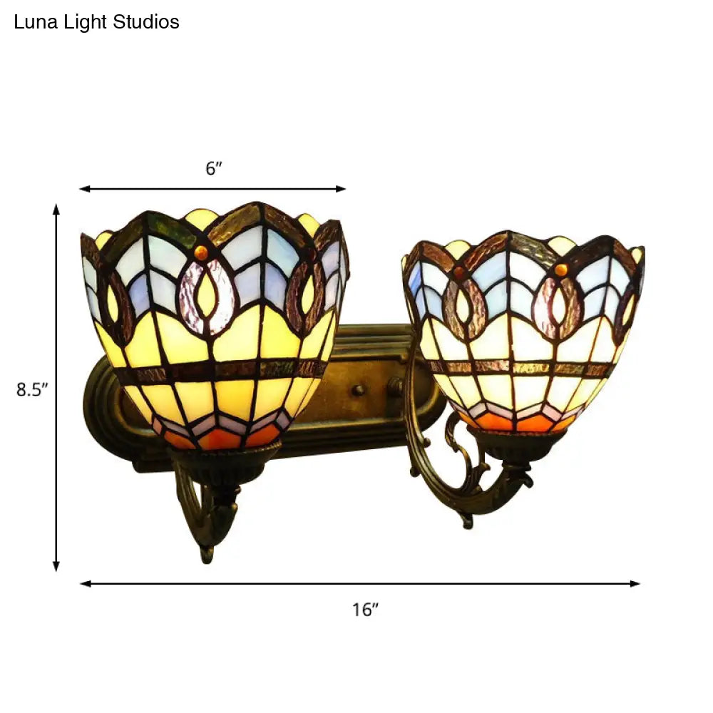 Stained Glass Vintage Wall Sconce Lamp Fixture For Bedroom Lighting