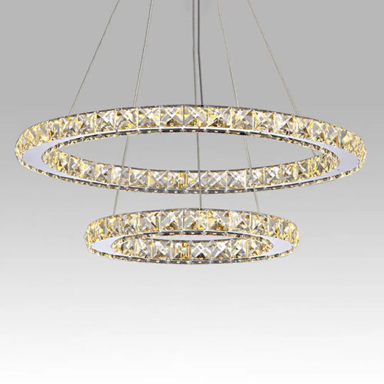 Stainless Steel Interlace Rings Pendant Light For Modern Bedrooms Clear / 12’ + 19.5’ White