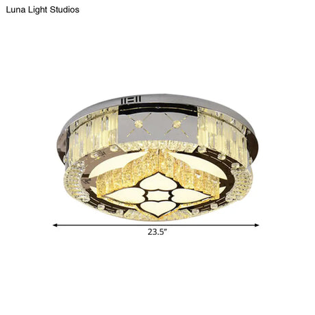 Stainless Steel Led Ceiling Lamp With Clear Crystal Design For Bedroom Flush Mount