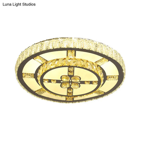 Stainless - Steel Led Flush Mount Ceiling Light With Clear Crystal Block Design