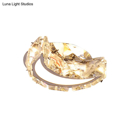 Stainless Steel Moon Flushmount Led Crystal Hallway Light
