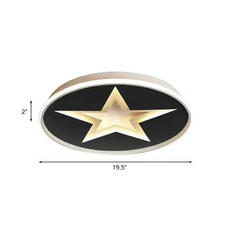 Star Pattern Nordic Acrylic Led Flush Mount Lighting In Black White/Warm Light - Bedroom Fixture