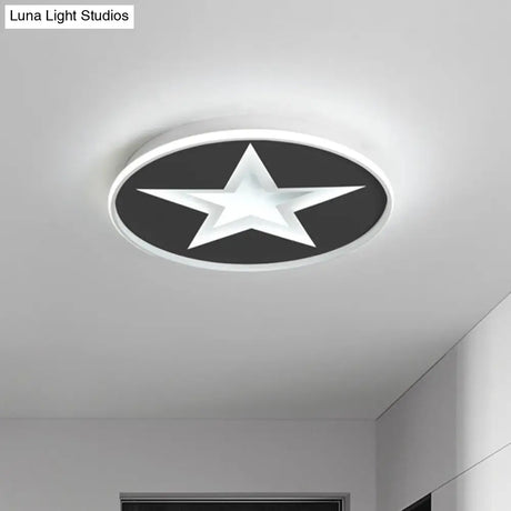 Star Pattern Nordic Acrylic Led Flush Mount Lighting In Black White/Warm Light - Bedroom Fixture