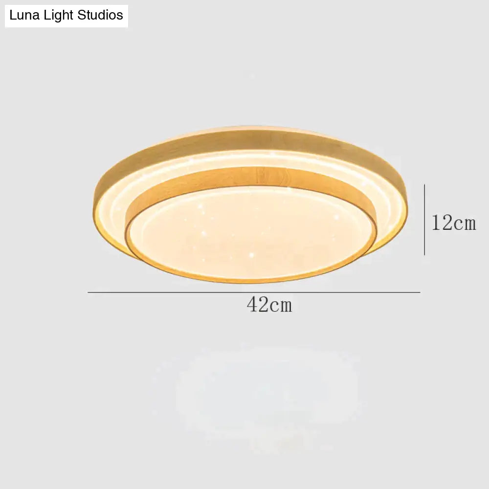 Star Sky Ceiling Lamp Led Round Master Bedroom Atmosphere Simple Modern Solid Wood As Show / Dia42Cm