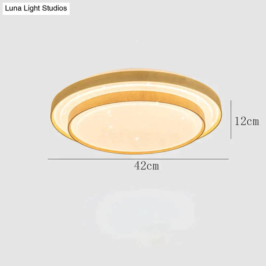 Star Sky Ceiling Lamp Led Round Master Bedroom Atmosphere Simple Modern Solid Wood As Show / Dia42Cm
