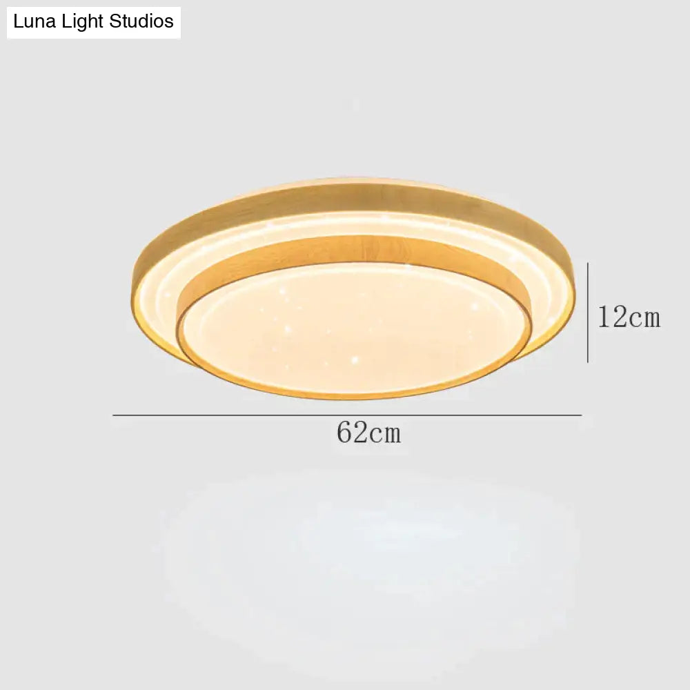 Star Sky Ceiling Lamp Led Round Master Bedroom Atmosphere Simple Modern Solid Wood As Show / Dia62Cm