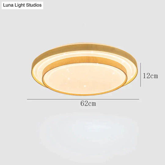 Star Sky Ceiling Lamp Led Round Master Bedroom Atmosphere Simple Modern Solid Wood As Show / Dia62Cm