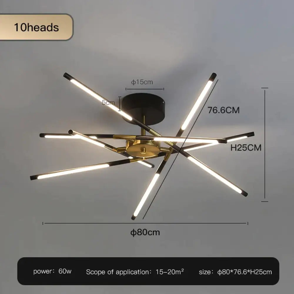 Starbeam Modern Chandelier C Black 10 heads / Warm light