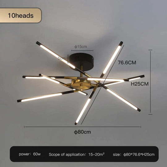 Starbeam Modern Chandelier C Black 10 heads / Warm light