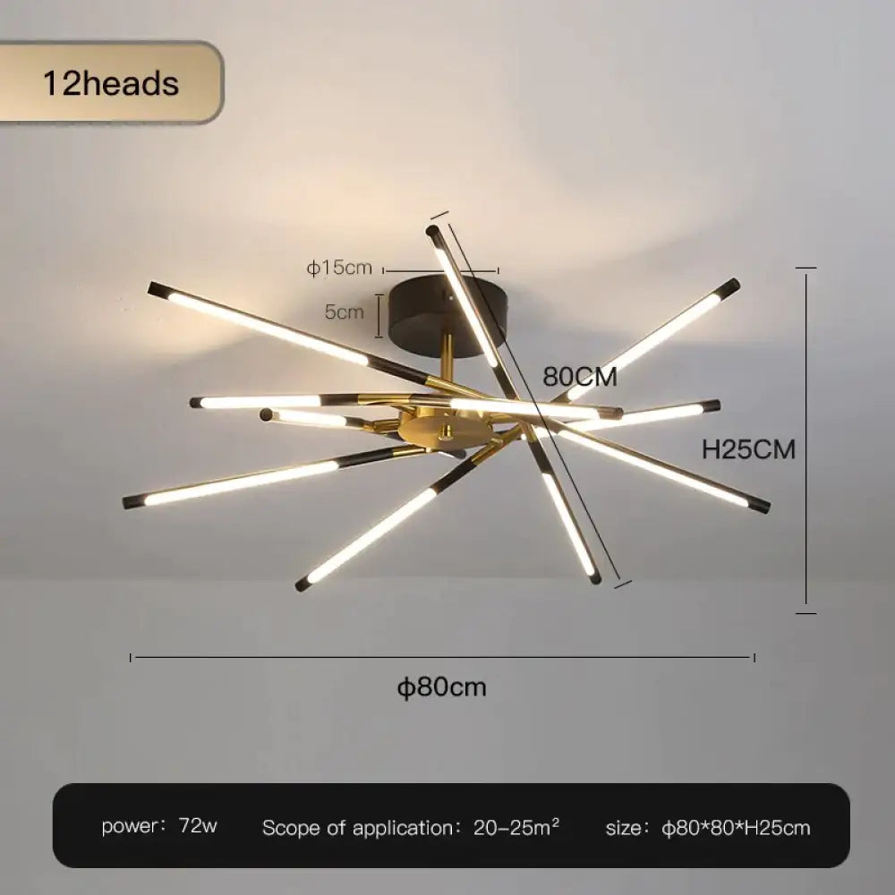 Starbeam Modern Chandelier C Black 12 heads / Warm light