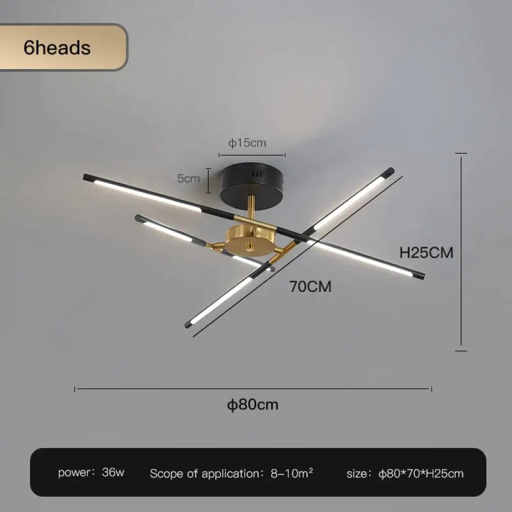 Starbeam Modern Chandelier C Black 6 heads / Warm light