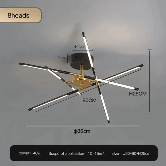 Starbeam Modern Chandelier C Black 8 heads / Warm light