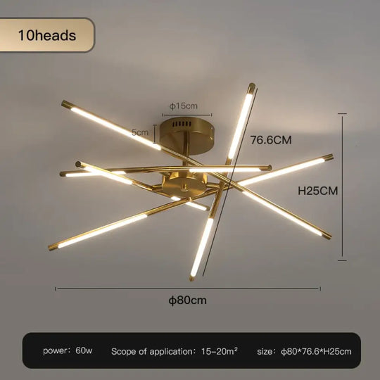 Starbeam Modern Chandelier C Golden 10 heads / Warm light