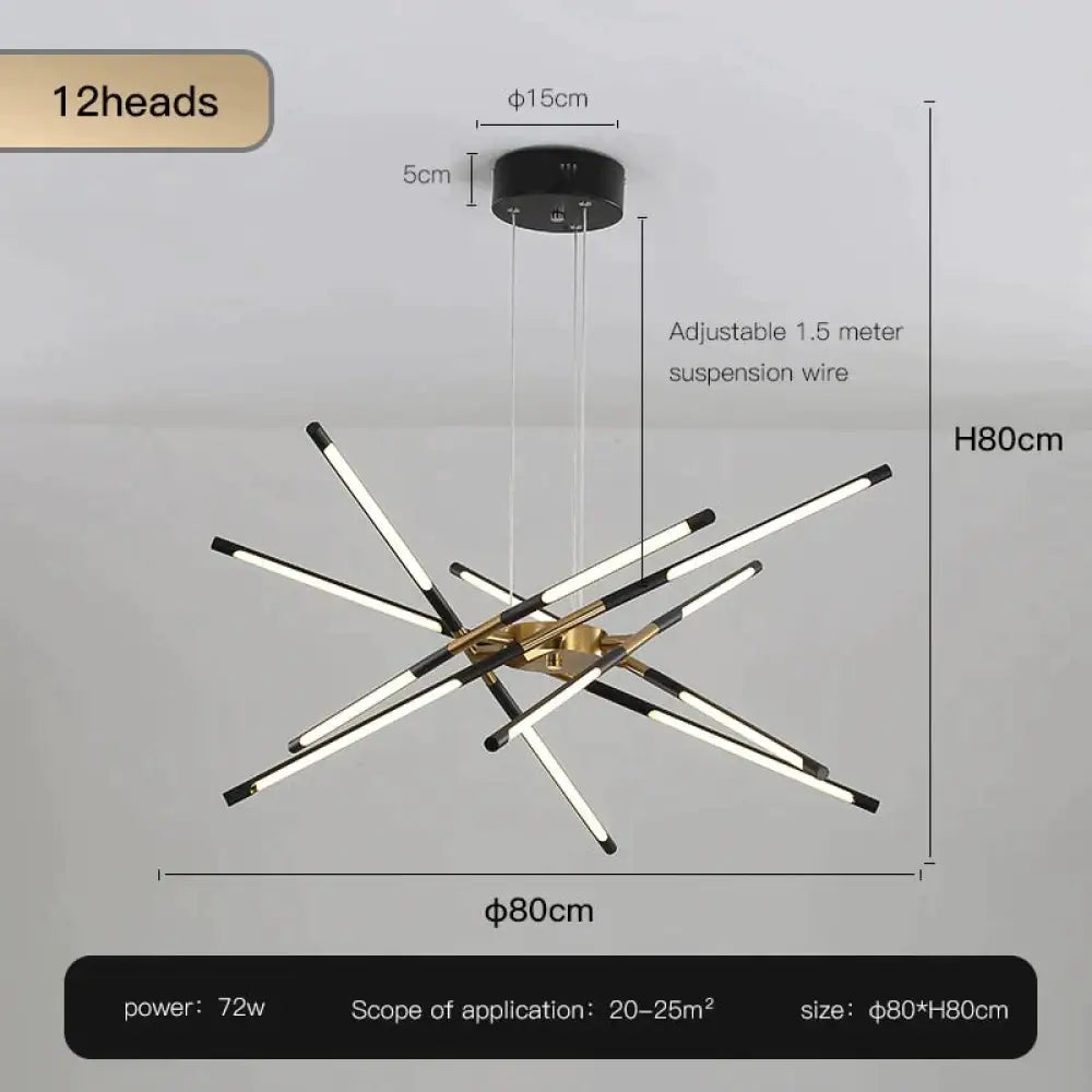 Starbeam Modern Chandelier D Black 12 heads / Warm light