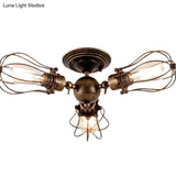 Starburst Ceiling Light Fixture - Retro Industrial Metal Flush Mount For Bedroom