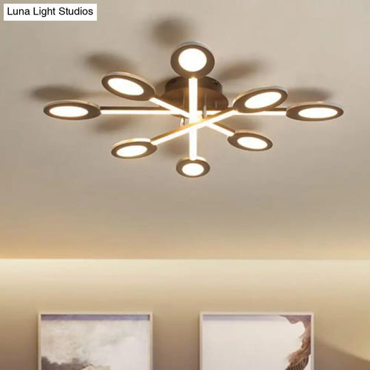 Starburst Led Semi Flush Ceiling Light In Warm/White Minimalistic Design Acrylic 31.5/45 Wide Brown