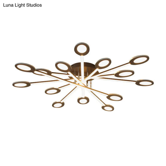 Starburst Led Semi Flush Ceiling Light In Warm/White Minimalistic Design Acrylic 31.5/45 Wide Brown