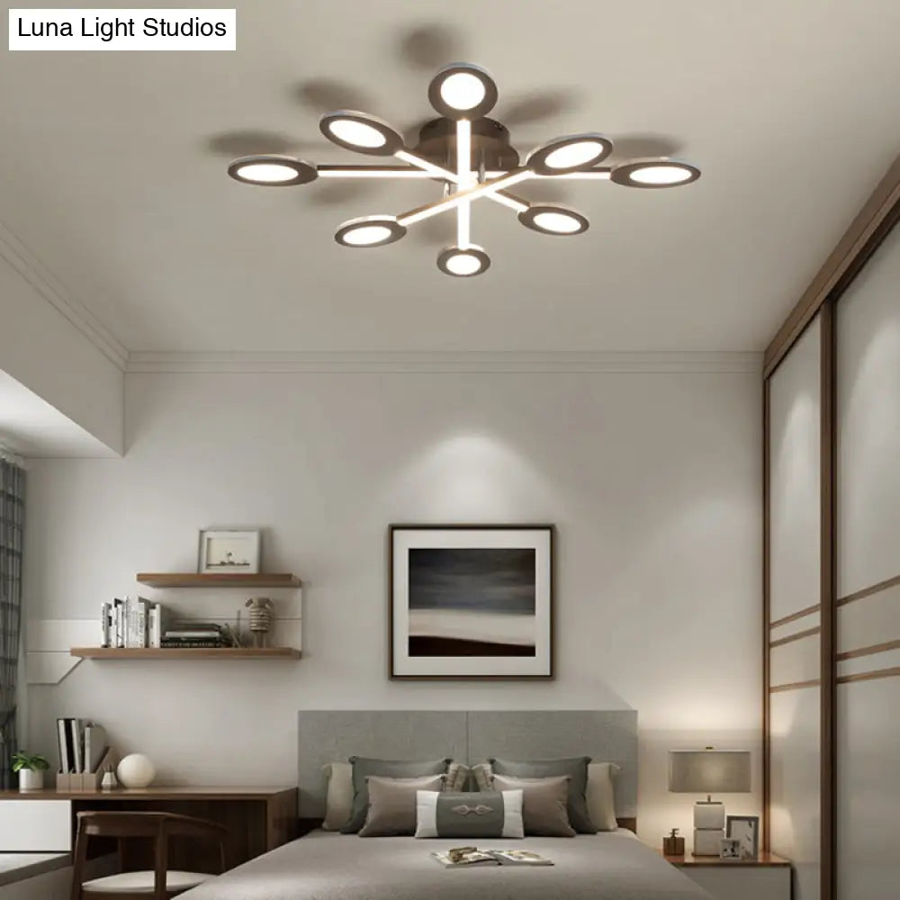 Starburst Led Semi Flush Ceiling Light In Warm/White Minimalistic Design Acrylic 31.5’/45’ Wide
