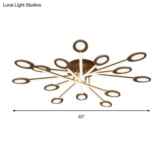 Starburst Led Semi Flush Ceiling Light In Warm/White Minimalistic Design Acrylic 31.5’/45’ Wide