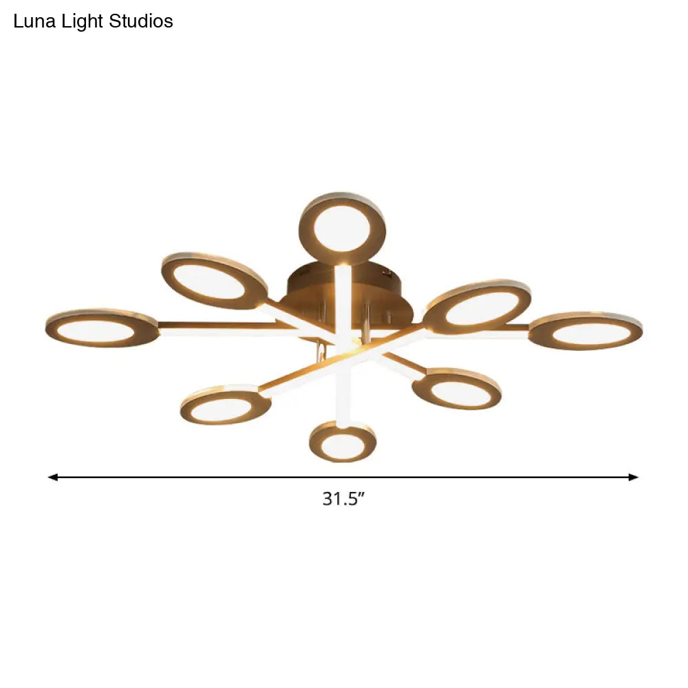 Starburst Led Semi Flush Ceiling Light In Warm/White Minimalistic Design Acrylic 31.5’/45’ Wide