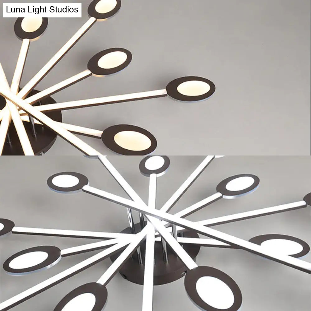 Starburst Led Semi Flush Ceiling Light In Warm/White Minimalistic Design Acrylic 31.5/45 Wide Brown
