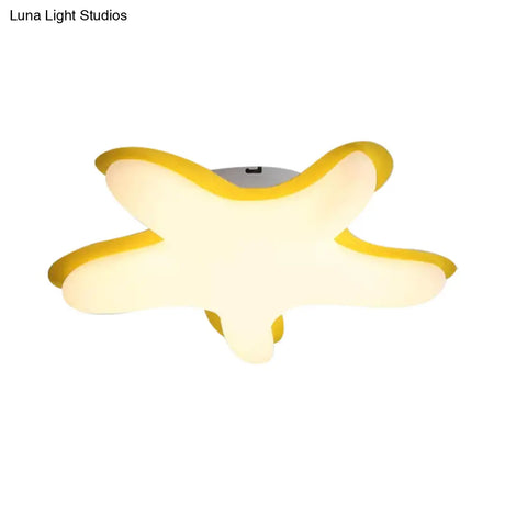 Starfish Flush Ceiling Light: Acrylic Led Fixture For Bedrooms White/Pink/Yellow