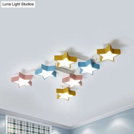 Starry Child Bedroom Ceiling Lamp - Multi-Color Acrylic Flush Light (7 Head Macron Style)