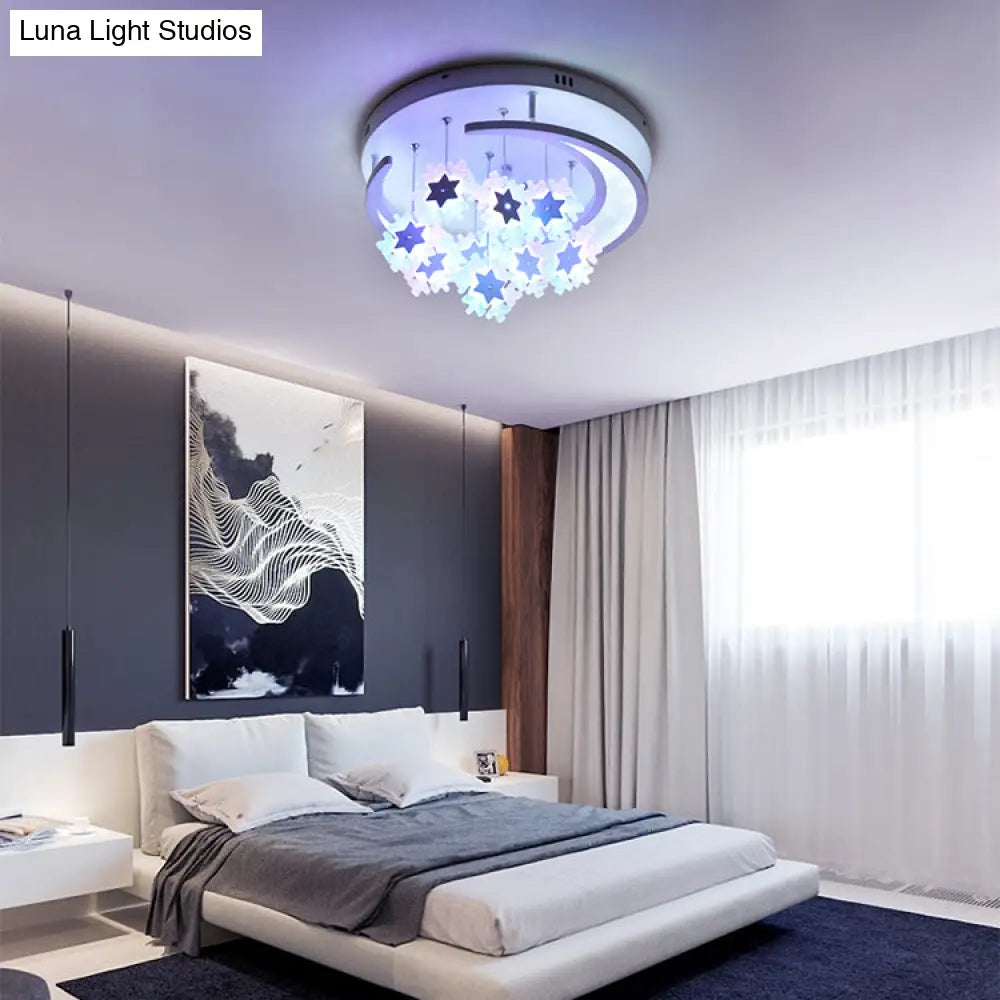 Starry Moon Led Ceiling Lamp For Theme Parks - Contemporary Style